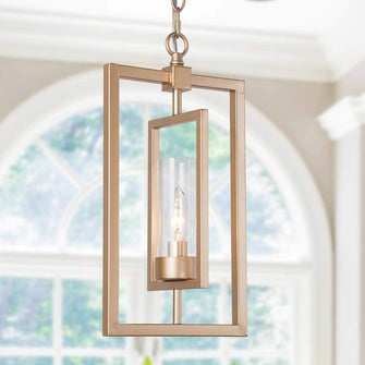 Modern Gold Pendant with Rectangular Shade - 1 Light