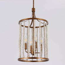 Aura 4-Light Vintage Beaded Chandelier -Brass Gold