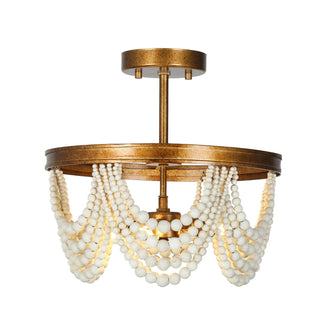 Aura 3-Light Beaded Semi Flush Mount Ceiling Lights